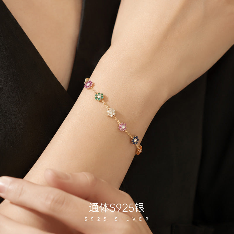 C廠 韓系彩色花朵S925銀手鍊批發 折扣@洽客服 26.09.W1「BRS4000」
