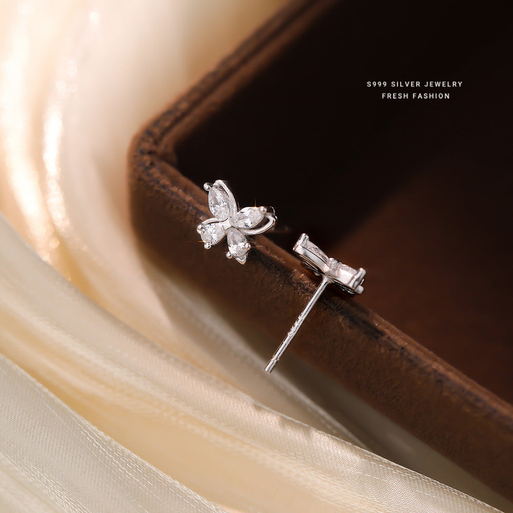 C廠 韓國韓版鏤空鋯石蝴蝶 S999純銀耳環 批發 折扣@洽客服 25.12. W2「E5872」