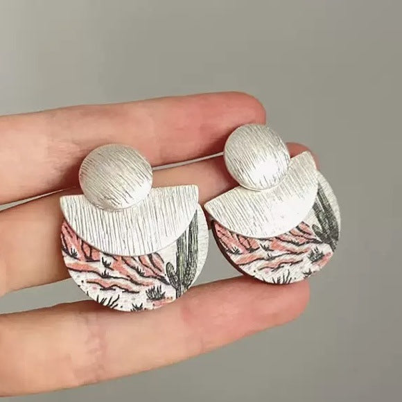 A2廠 韓國韓版民族風木頭幾何圓銀針耳環 批發 折扣@洽客服 25.10.W3「WE4768」