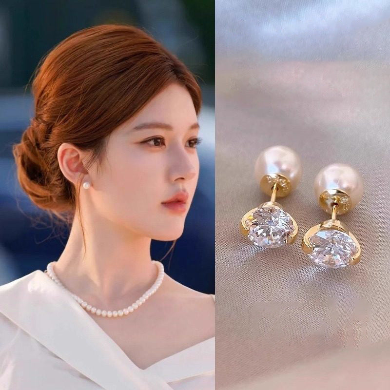 A2廠 韓國韓版圓鋯石珍珠鈦鋼銀針耳環 批發 折扣@洽客服 26.02.W3「HE30464」