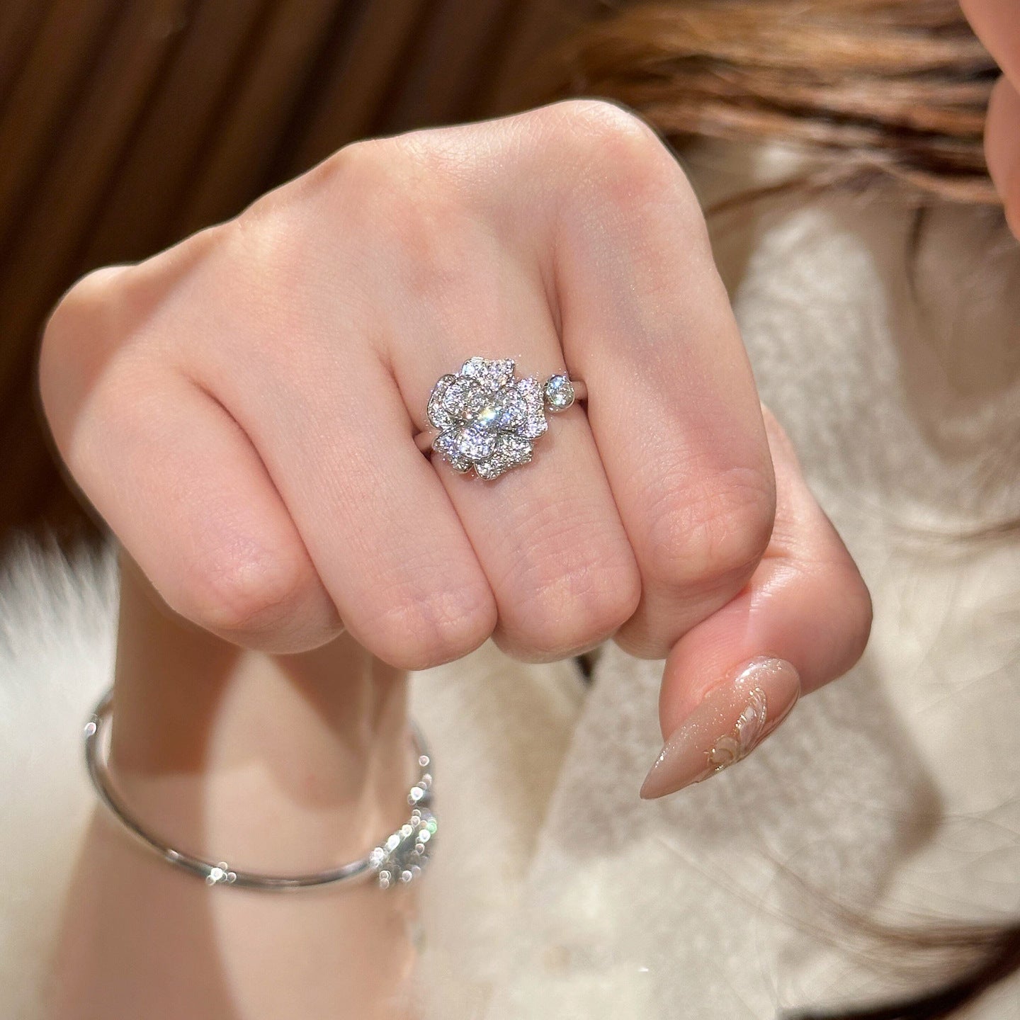 A2廠 韓國韓版鋯石花開口戒指 批發 折扣@洽客服 25.12.W3「WR583-1」