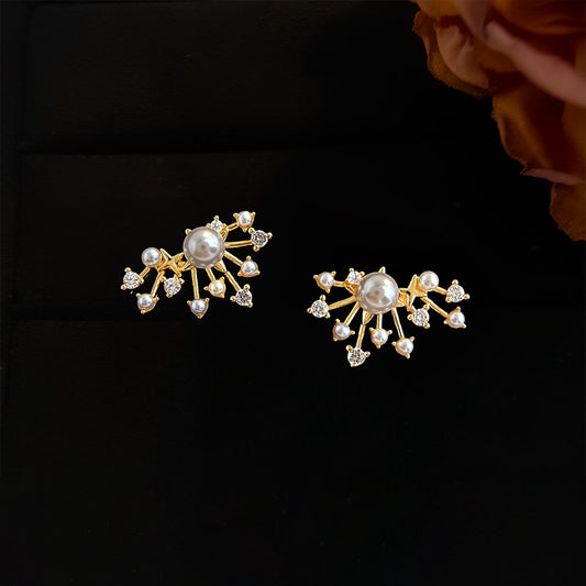 A廠 日韓輕奢珍珠立體煙火銀針耳環 批發 折扣@洽客服 25.12.W3「6900」