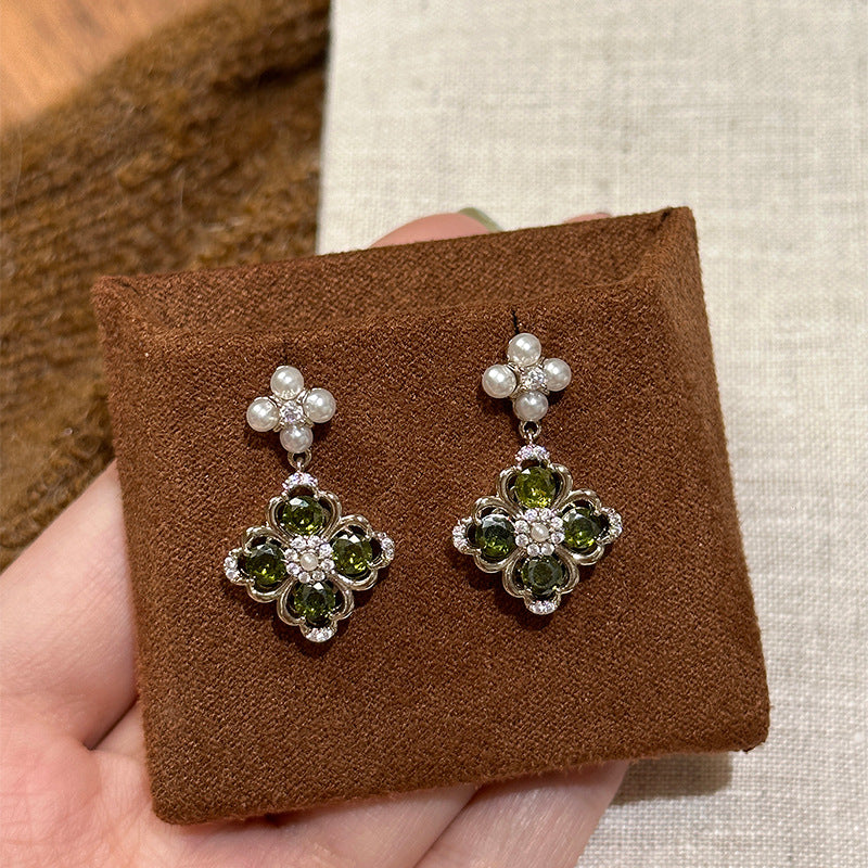 A2廠 韓國韓版鋯石珍珠花朵銀針耳環 批發 折扣@洽客服 25.11.W1「HE29058」