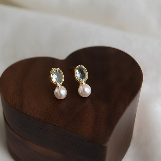 A2廠 日韓款海藍寶色鋯石銀針耳環 批發 折扣@洽客服 25.12.W1「3026」