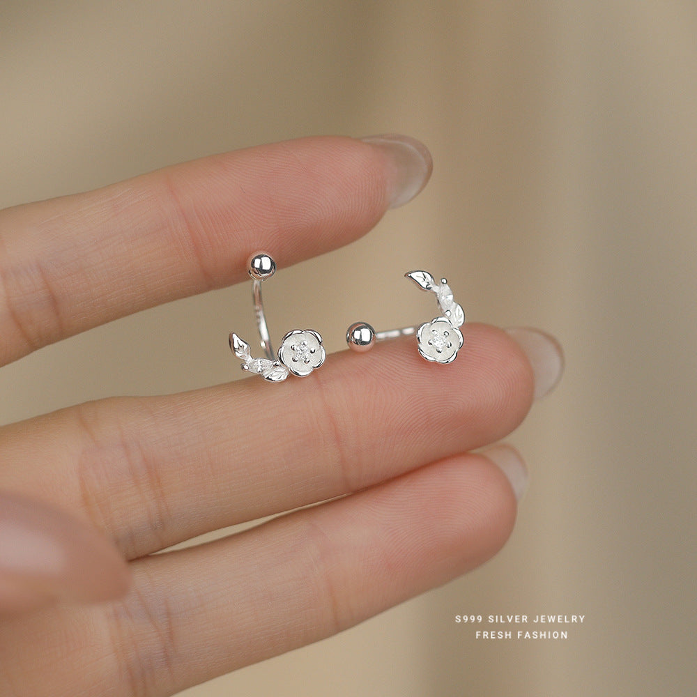 C廠 韓國韓版設計感山茶花S999純銀耳環 批發 折扣@洽客服 25.12.W3「E5884」