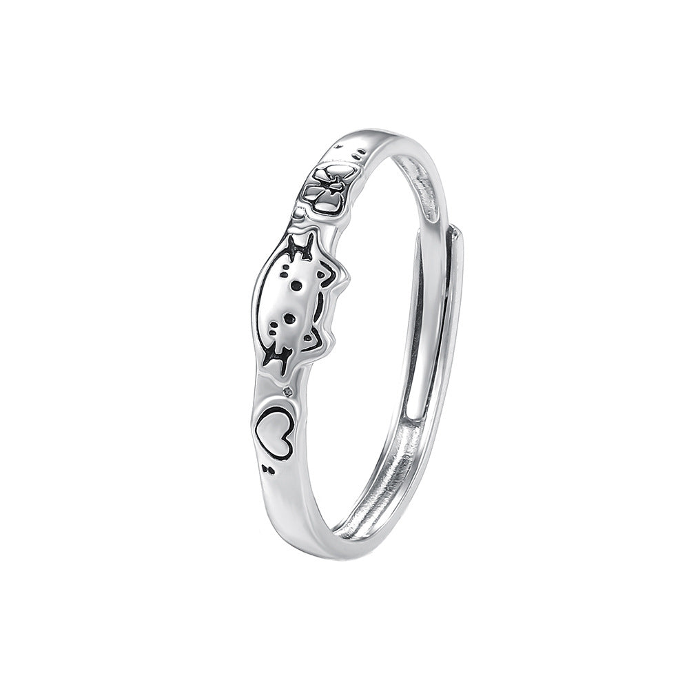 C廠 S999純銀｜韓國韓版可愛萌趣貓狗情侶戒指 26.02.W1「K2477 K2478」