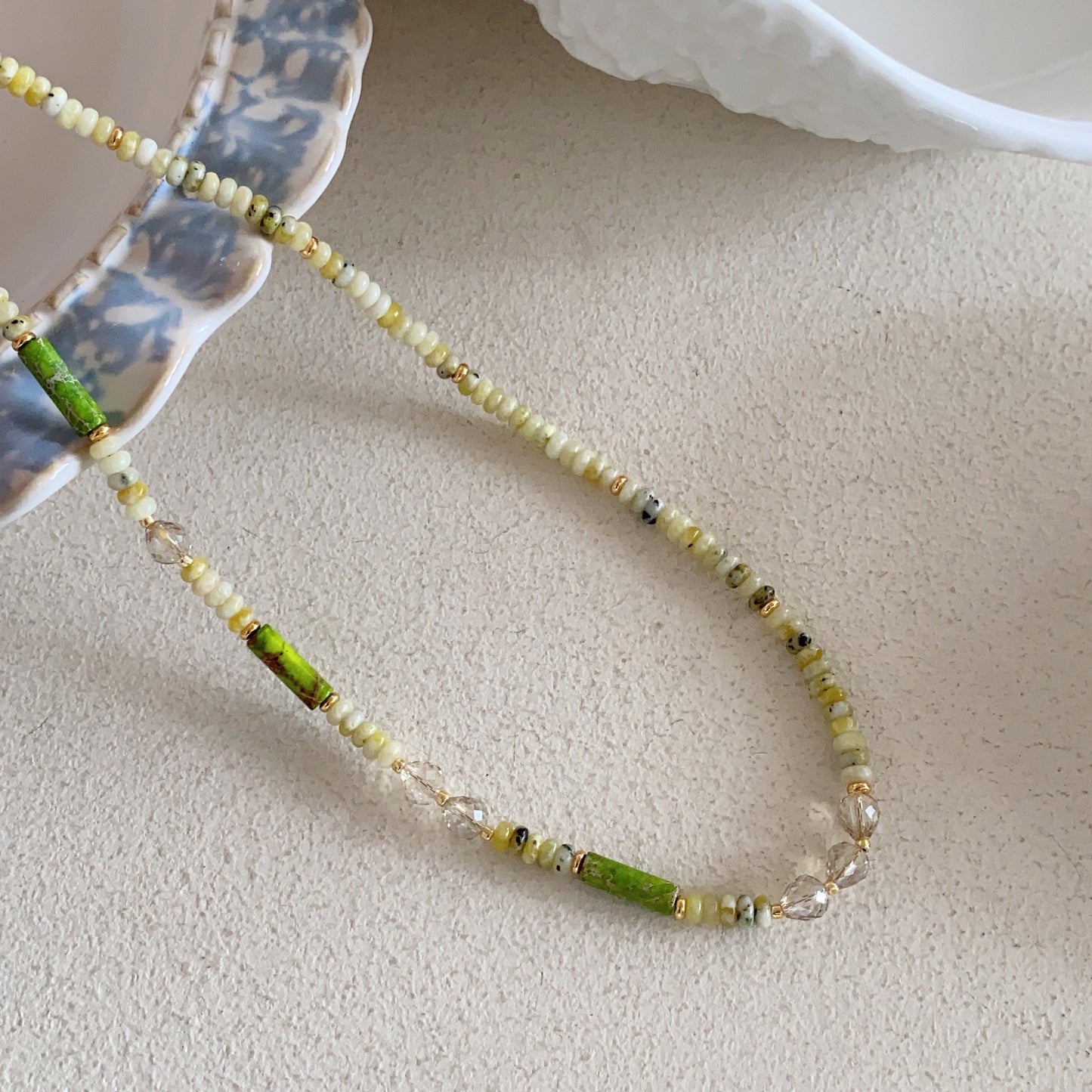 B廠 橄欖綠天然石串珠項鍊「XL0214」24.04.W4 批發折扣@洽客服