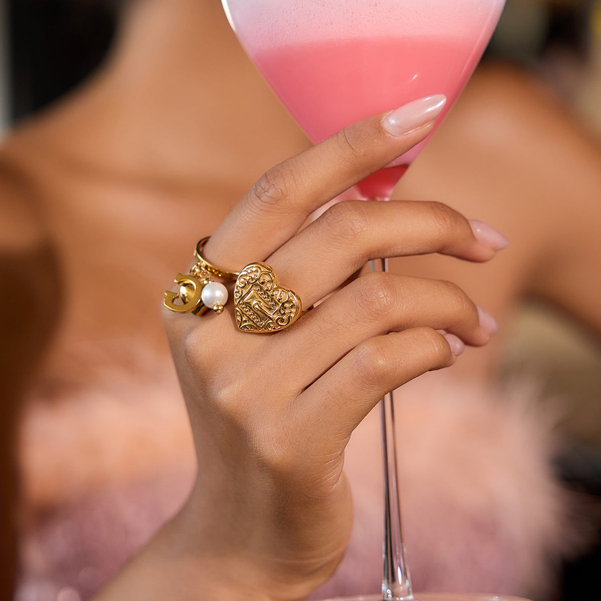 B廠 歐美款 愛心厚金電鍍開口 鈦鋼鍍18K金戒指 批發 折扣@洽客服 25.10.W5「JDR0108012」