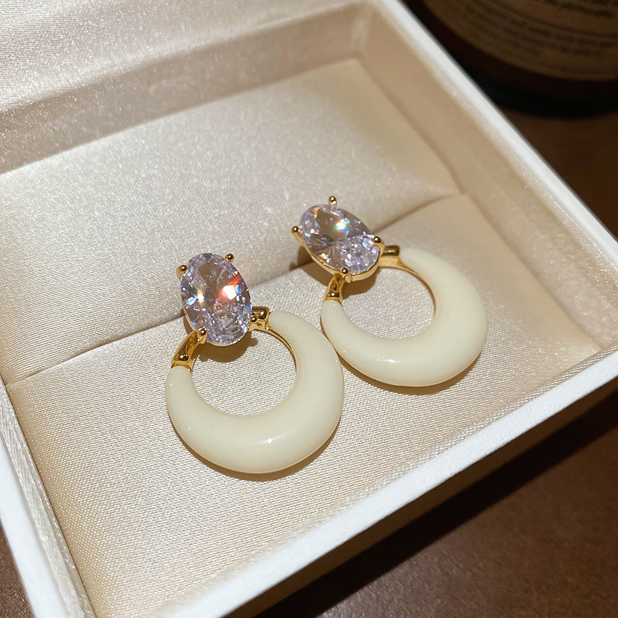 A2廠 韓國韓版鋯石樹脂圓形電鍍18k真金銀針耳環 批發 折扣@洽客服 25.11.W3「WE4245」