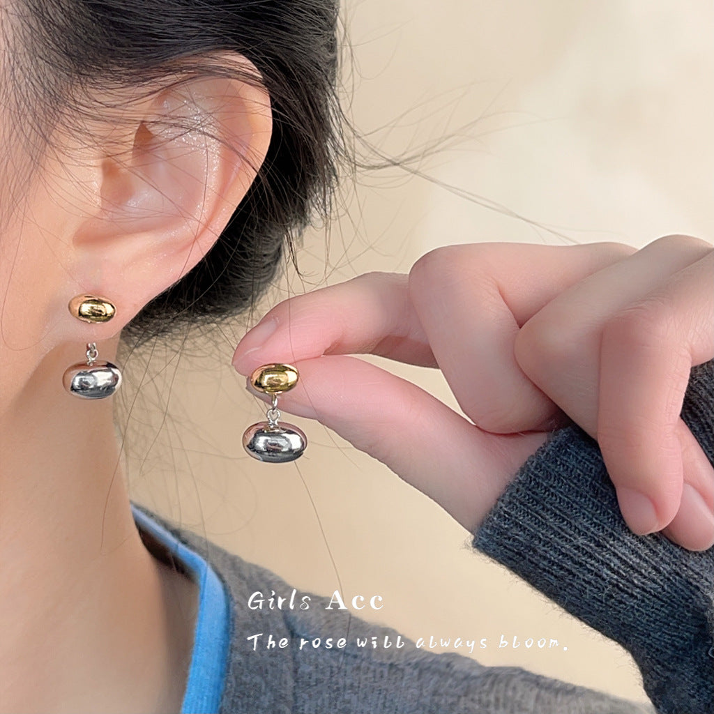 A廠 日韓款 橢圓豆豆銀針耳環 批發 折扣@洽客服 25.10.W5「2696」