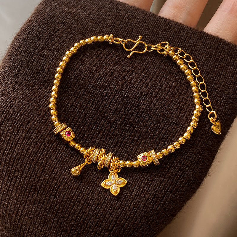 A2廠 韓國韓版金屬花鋯石電鍍24K真金手鍊 批發 折扣@洽客服 25.12.W2「WB1845」