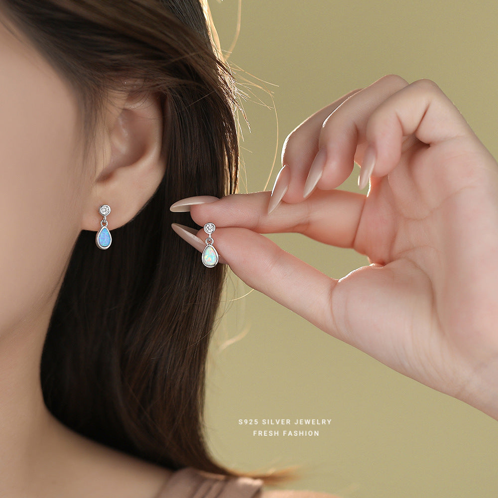C廠 韓國韓版奢華水滴歐泊石 S925純銀耳環 批發 折扣@洽客服 25.12.W4「E5963」