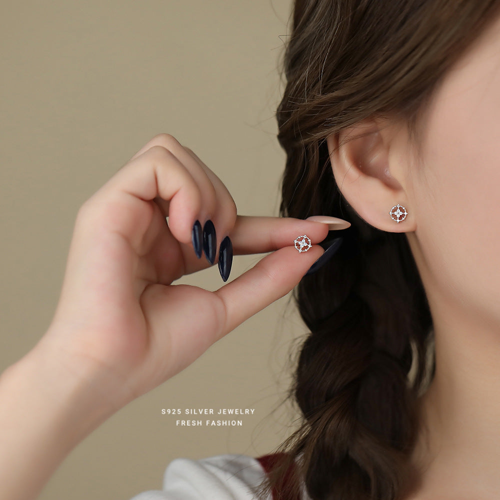 C廠 韓國韓版十字圓圈S925純銀耳環 批發 折扣@洽客服 24.11.W2「E5768」