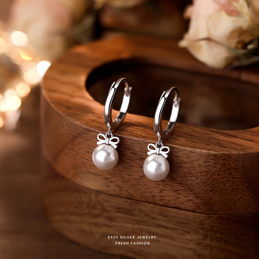 C廠 韓國韓版流蘇蝴蝶結珍珠S925純銀耳環 批發 折扣@洽客服 25.12.W4「E5964」
