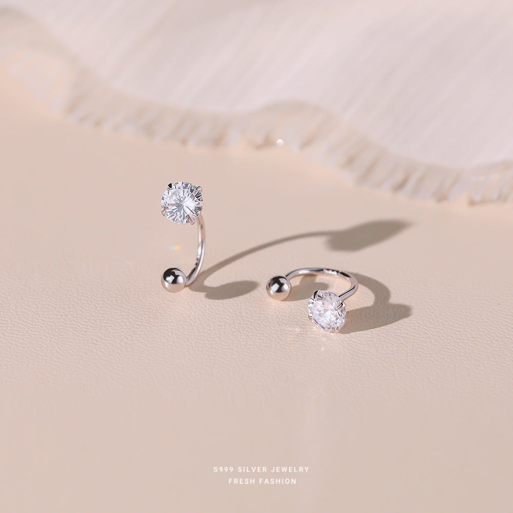C廠 韓國韓版超閃四爪鋯石s999純銀耳環批發 折扣@洽客服 26.03.W3「E4550」
