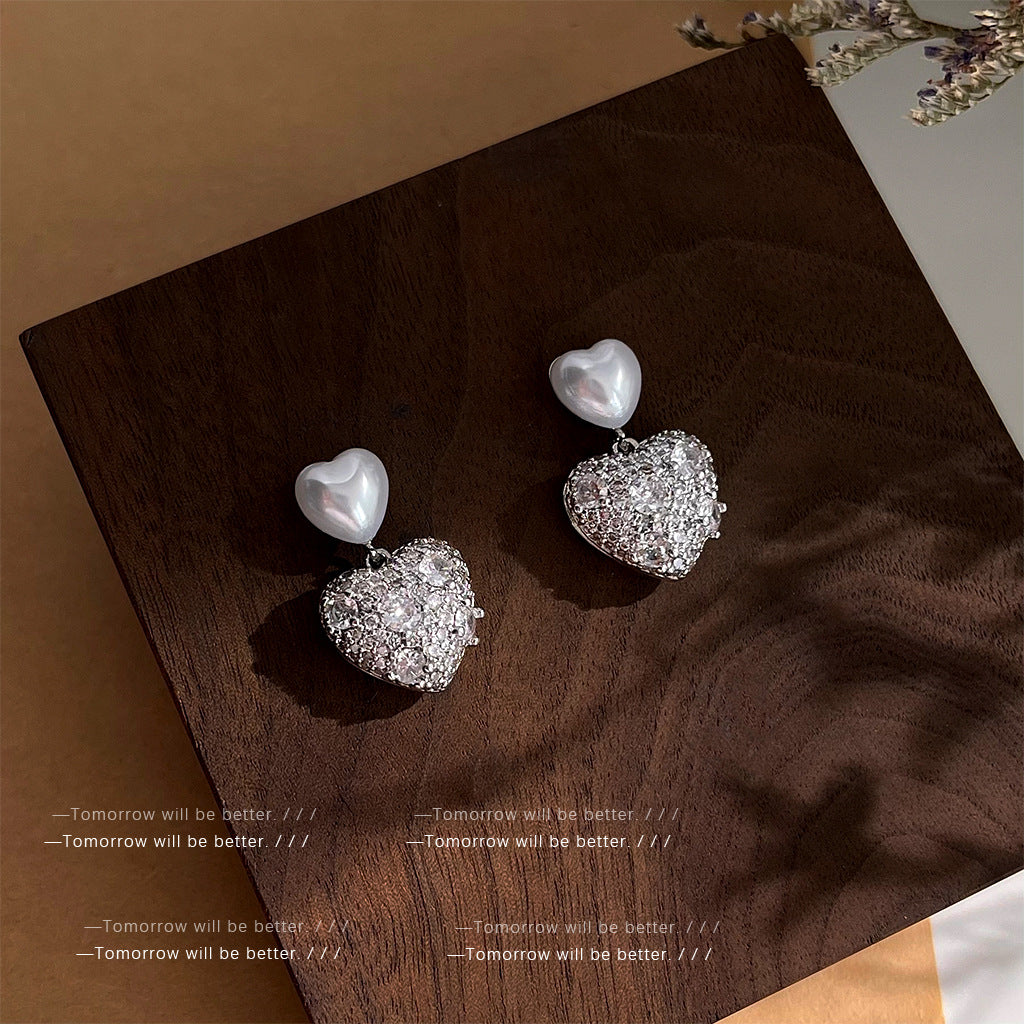 A廠 日韓款重工鋯石愛心銀針耳環 批發 折扣@洽客服 25.11.W4「4839」