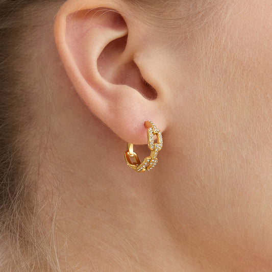 B廠 歐美款 Olivia 鏈條鈦鋼鍍18K金耳環 批發 折扣@洽客服 25.12.W1「JDE0308025」