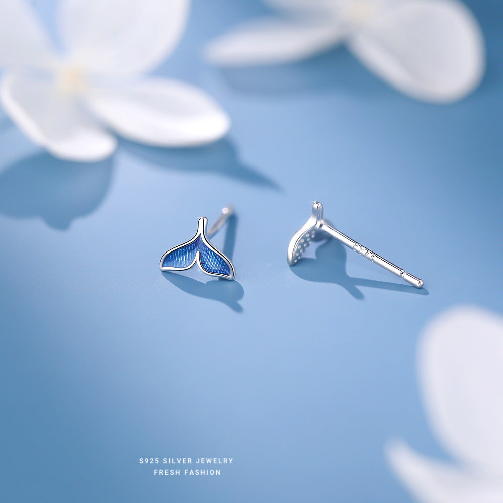 C廠 韓國韓版海藍滴膠魚尾S925純銀耳環 批發 折扣@洽客服 25.12.W1「E5840」