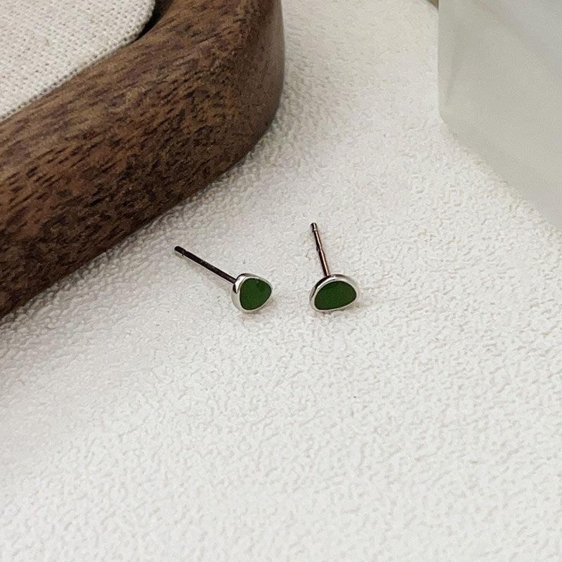 C3廠 韓國韓版酪梨色滴釉S999足銀耳環 批發 折扣@洽客服 25.10.W5「SES102」