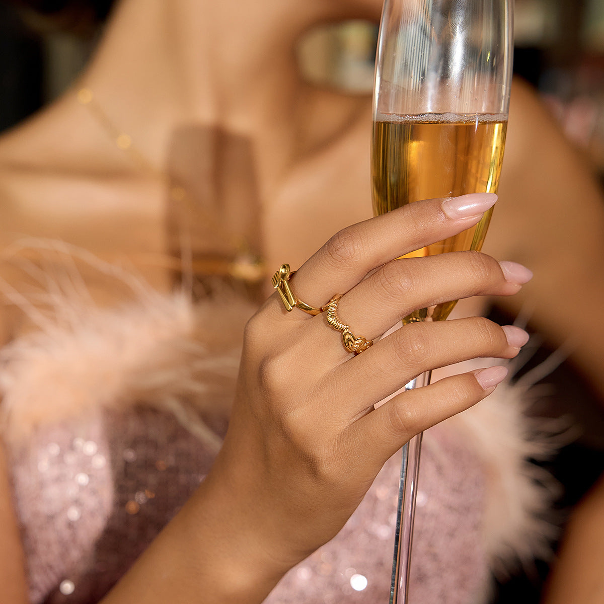 B廠 歐美款 愛心鹼水結開口 鈦鋼鍍18K金戒指 批發 折扣@洽客服 25.10.W5「JDR0208003」