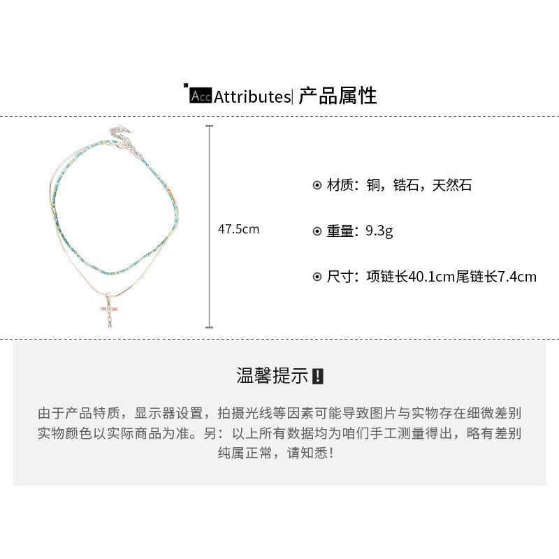 A2廠 韓國韓版人造水晶十字架項鍊「HN6919」24.09.W2 批發折扣@洽客服
