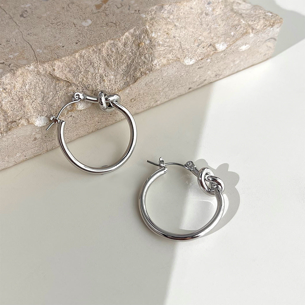 A廠 日韓款 幾何繩結耳圈銀針耳環 批發 折扣@洽客服 25.11.W2「170」