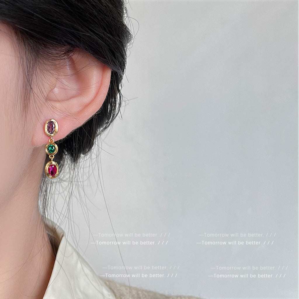 A廠 日韓款浪漫彩色鋯石銀針耳環 批發 折扣@洽客服 25.11.W4「3556」