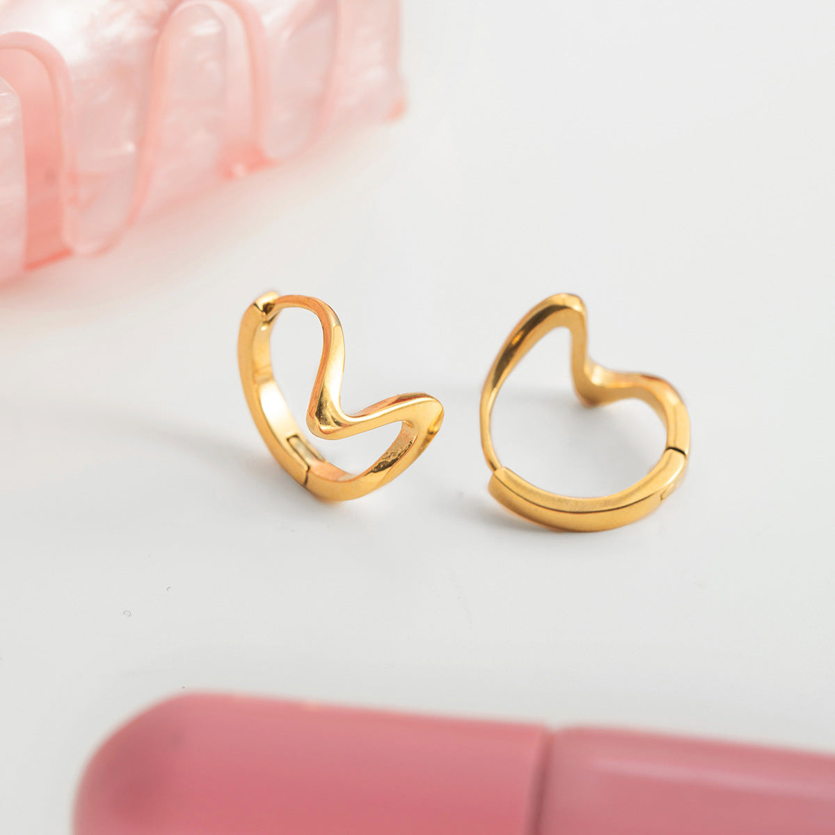 B廠 歐美款 AVA 鈦鋼鍍18K金耳環 批發 折扣@洽客服 25.12.W1「JDE0308024」