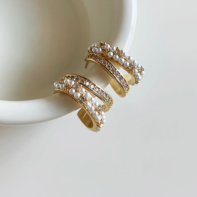 A2廠 韓國韓版鋯石珍珠電鍍14k真金銀針耳環 批發 折扣@洽客服 25.12.W3「HE29348-1」