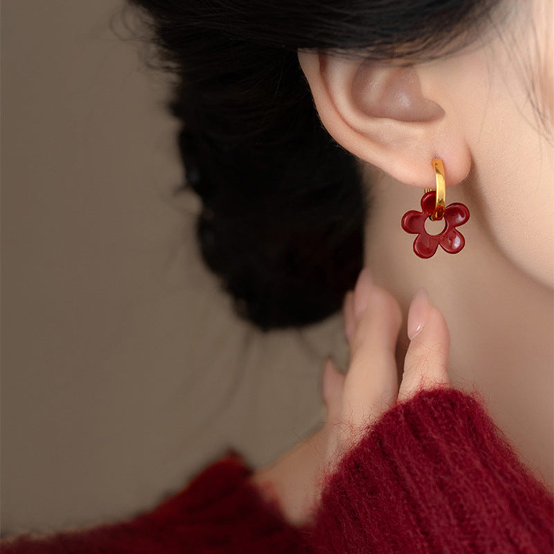 A2廠 韓國韓版噴漆花朵吊墜銀針耳環 批發 折扣@洽客服 25.11.W1「WE4988」