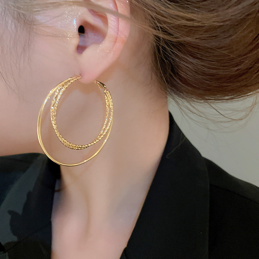 A2廠 韓國韓版圓形三層吊墜電鍍18k真金耳圈 批發 折扣@洽客服 25.10.W3「WE4634」