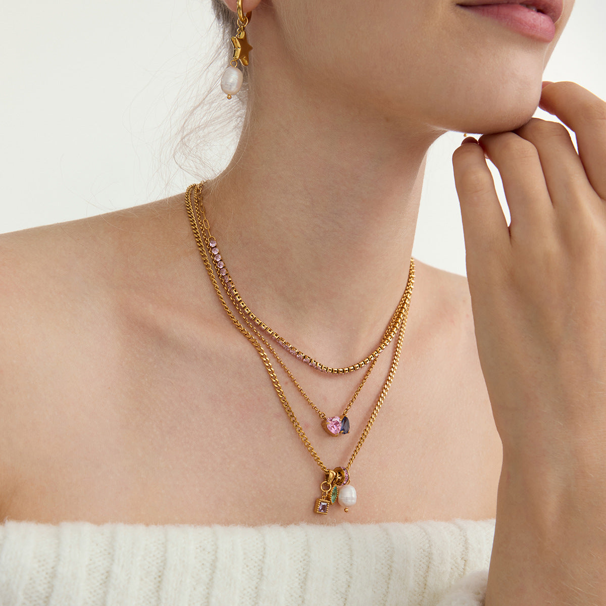 B廠 歐美款 ELLIE 鈦鋼鍍18K金項鍊 批發 折扣@洽客服 25.12.W1「DN0209014」