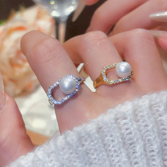 A2廠 韓國韓版鋯石珍珠幾何開口戒指 批發 折扣@洽客服 25.10.W5「WR460」