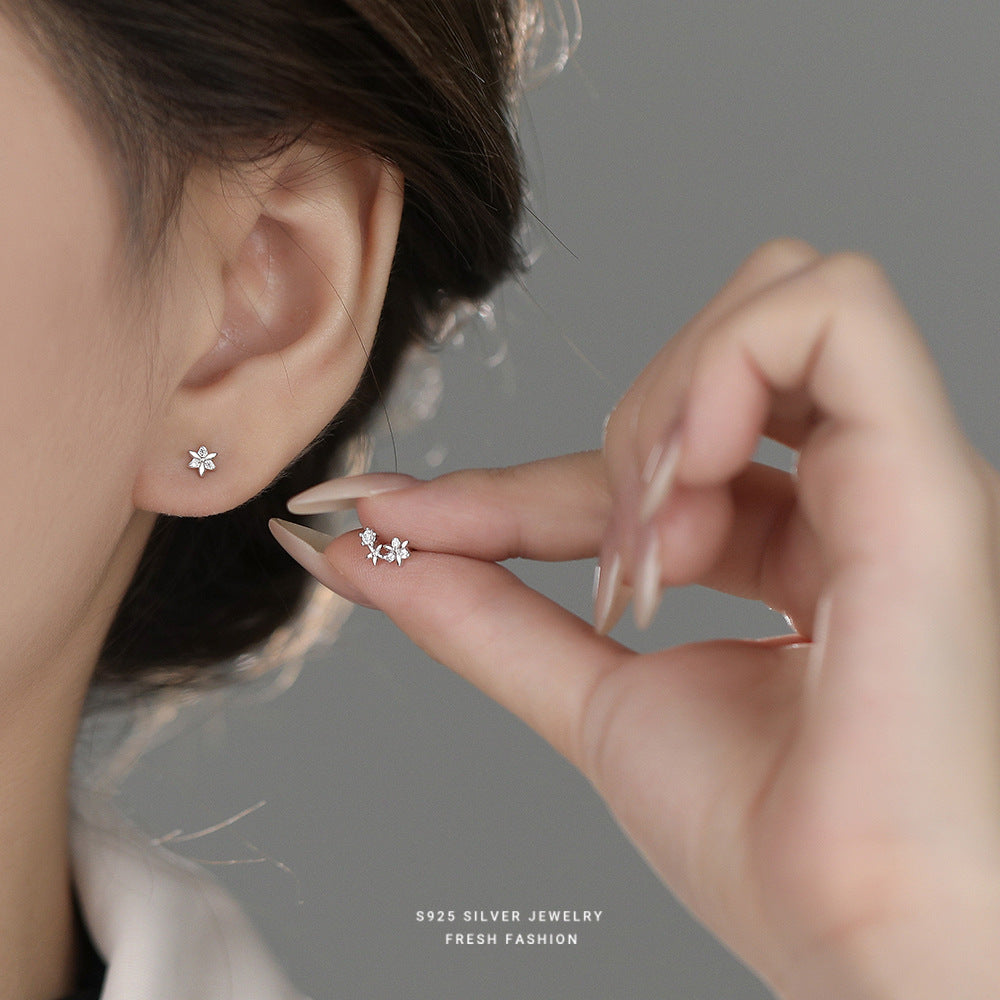 C廠 韓國韓版清新鋯石小花S925純銀耳環 批發 折扣@洽客服 26.01.W1「E6032」