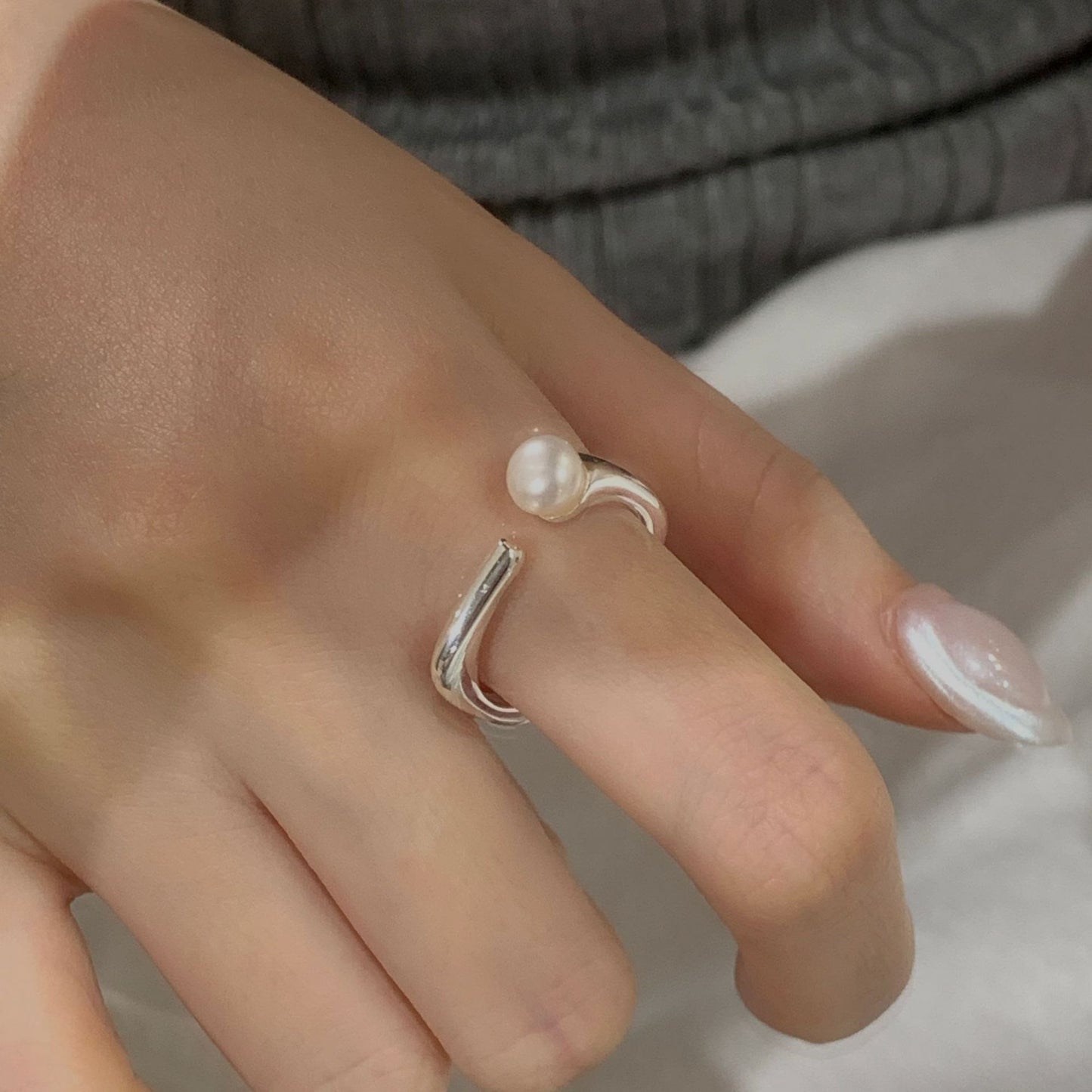 C2廠 韓國韓版淡水珍珠開口S925純銀戒指 批發 折扣@洽客服 25.11.W1「SR1434」