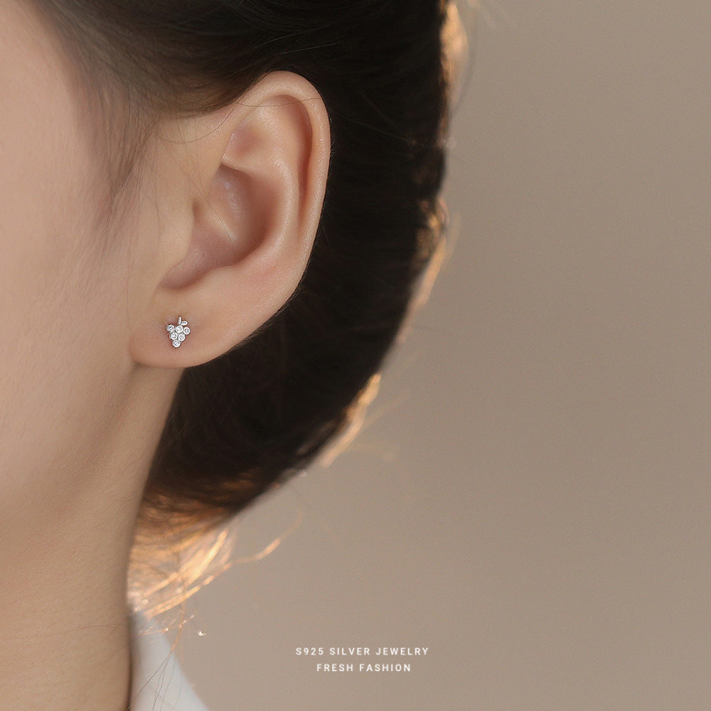 C廠 韓國韓版微鑲葡萄S925純銀耳環 批發 折扣@洽客服 25.12.W1「E5842」