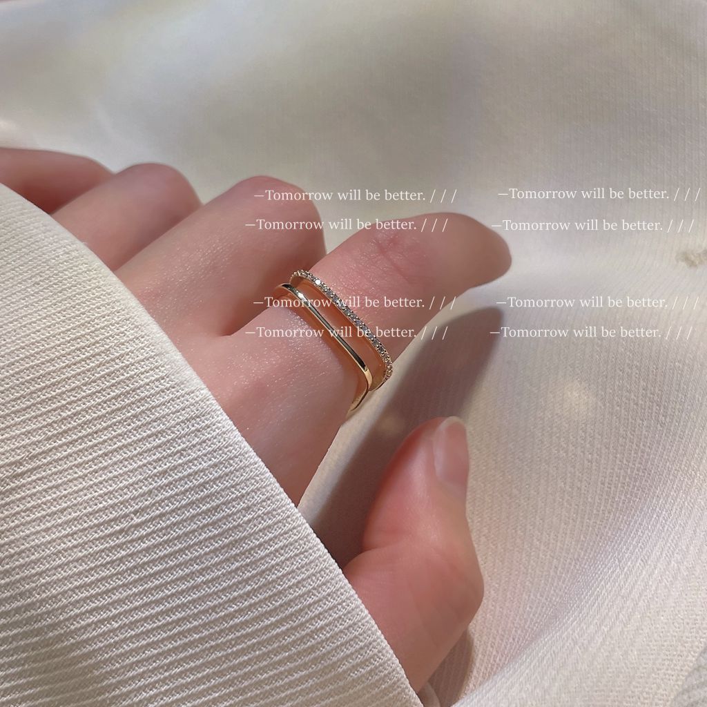 A2廠 日韓款小方戒！鋯石雙層幾何銅鍍18K金戒指 批發 折扣@洽客服 25.12.W1「A-768」