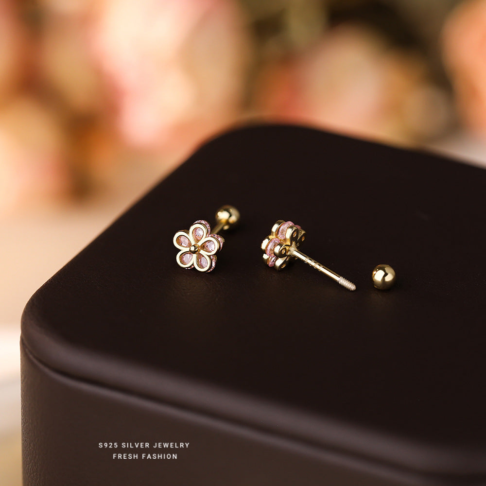 C廠 韓國韓版鋯石小花S925純銀耳環 批發 折扣@洽客服 25.11.W3「E2626」