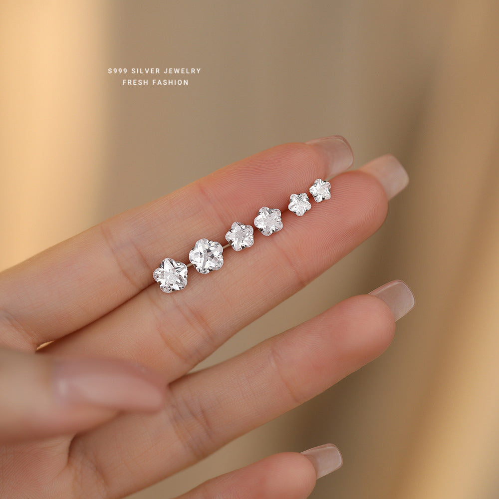 C廠 韓國韓版養耳洞～四爪鋯石花朵S925純銀耳環 批發 折扣@洽客服 25.11.W3「E3512-1」