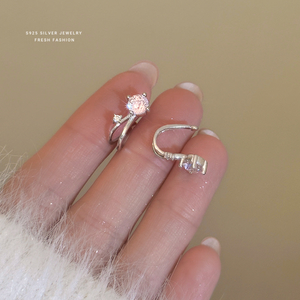 C廠 韓國韓版小清新淺粉煙火S925純銀耳夾 批發 折扣@洽客服 26.01.W1「E5773」