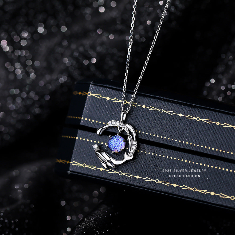 C廠 韓國韓版琉璃石如鯨入海52赫茲S925純銀項鍊&耳環 批發 折扣@洽客服 25.10.W3「YA0307 YE0126」