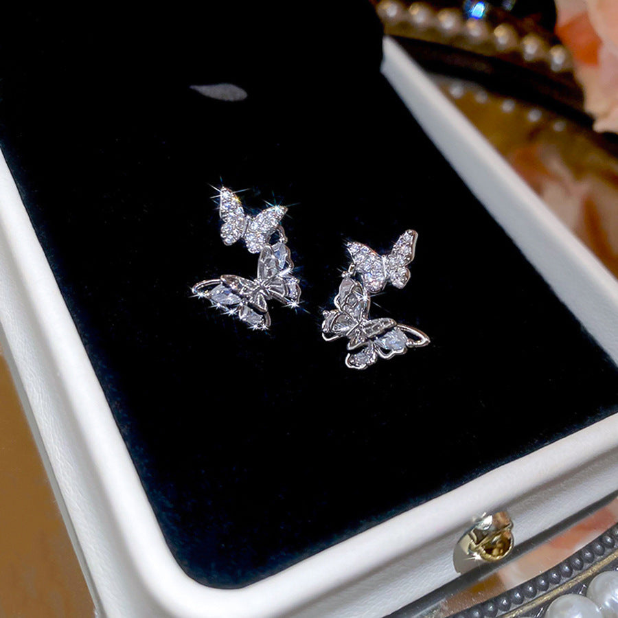 A2廠 韓國韓版鋯石蝴蝶銀針耳環批發 折扣@洽客服 26.03.W3「HE30893」