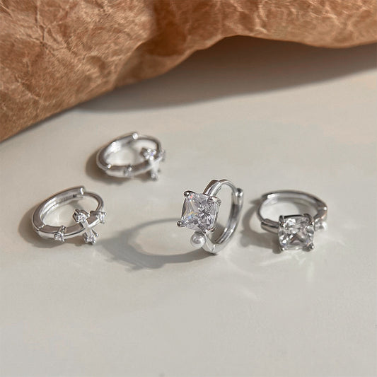 A廠 日韓款方糖鋯石/十字架銀針耳環批發 折扣@洽客服 26.04.W3「5045-5046」