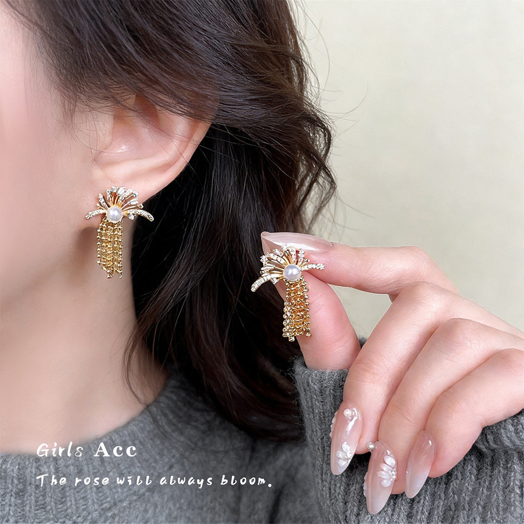 A廠 韓系款 煙火浪漫~爆閃煙火鋯石銀針耳環 批發 折扣@洽客服 26.03.W1「7136」