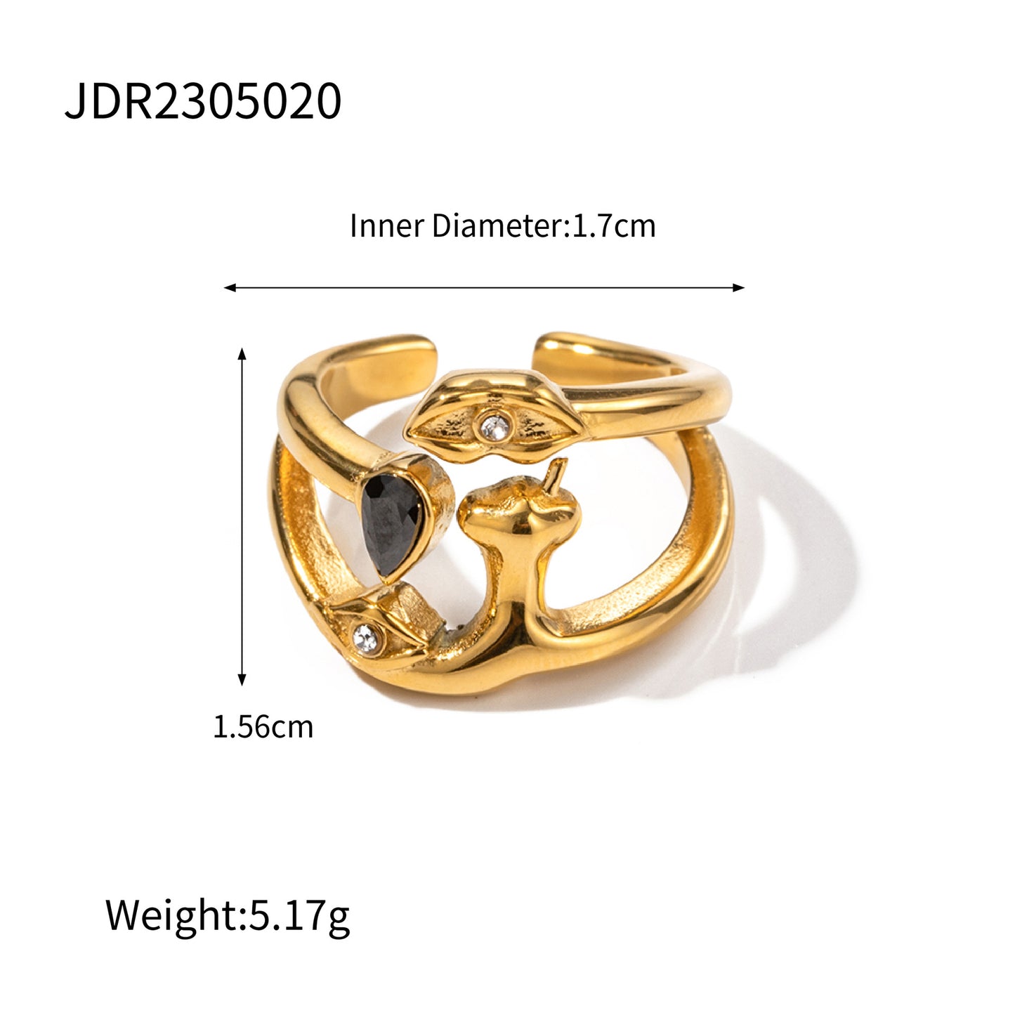 D廠【JDR2305020】18K金不銹鋼潮流幾何開口戒指 23.07.W4