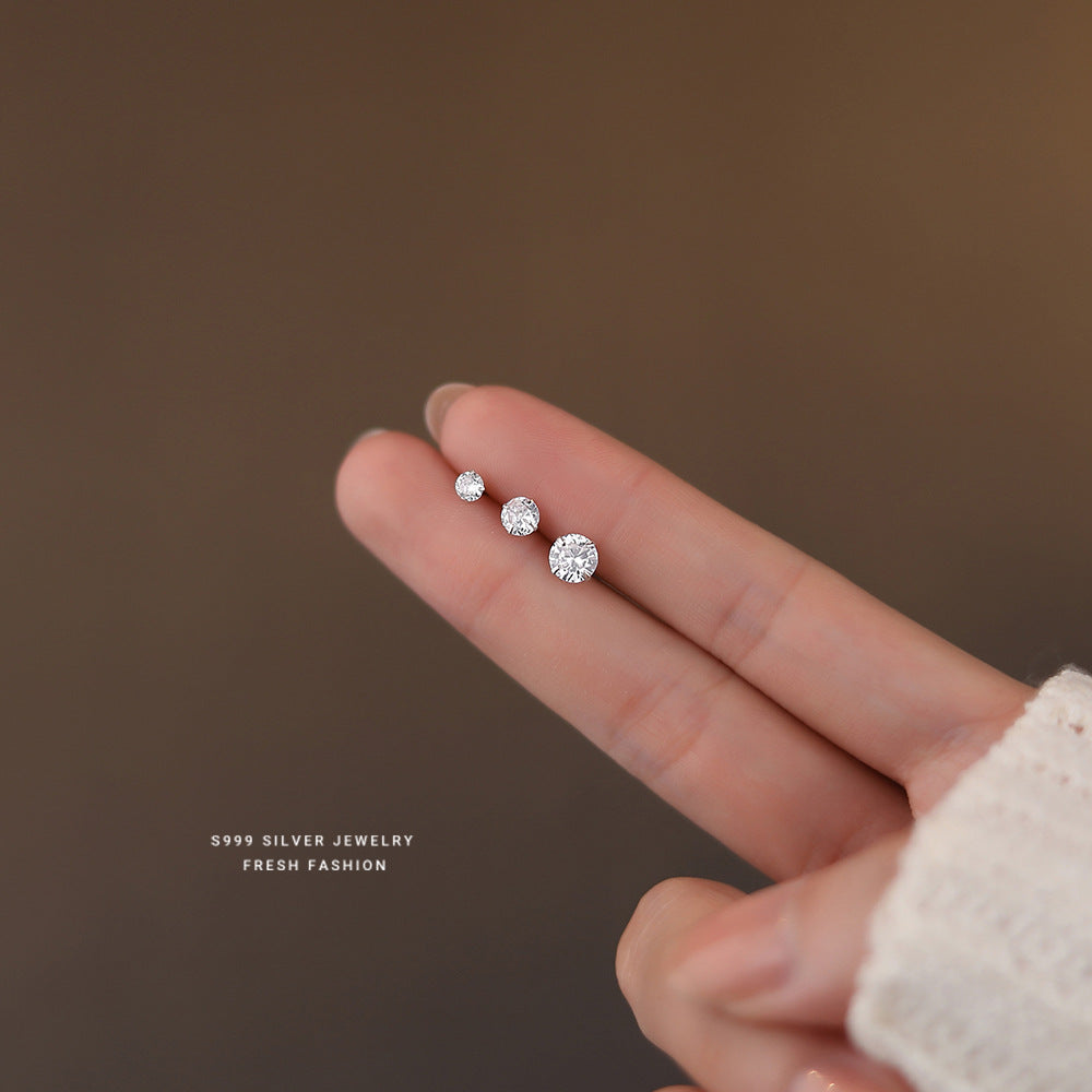 C廠 韓國韓版養耳洞四爪鋯石 S999足銀耳環 批發 折扣@洽客服 26.03.W1「E007」