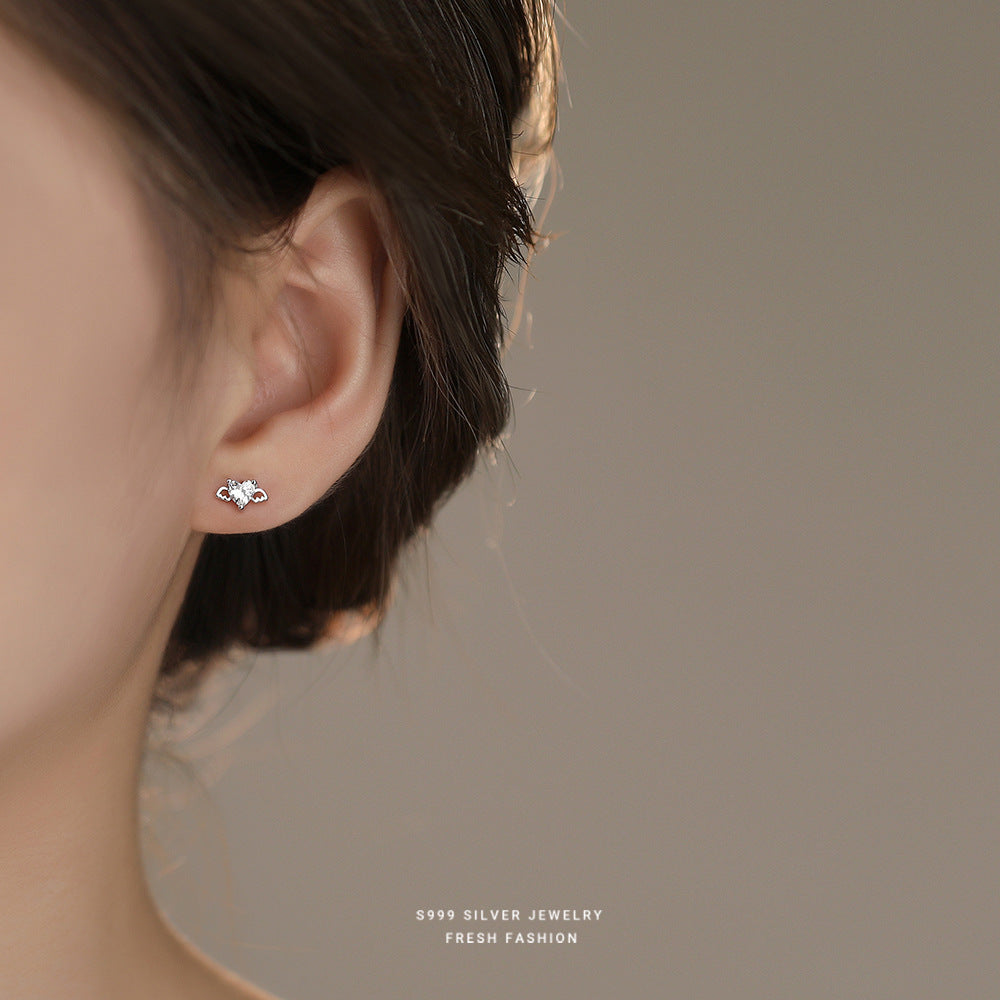 C廠 韓國韓版天使之翼愛心S999純銀耳環 批發 折扣@洽客服 25.11.26「E5807」