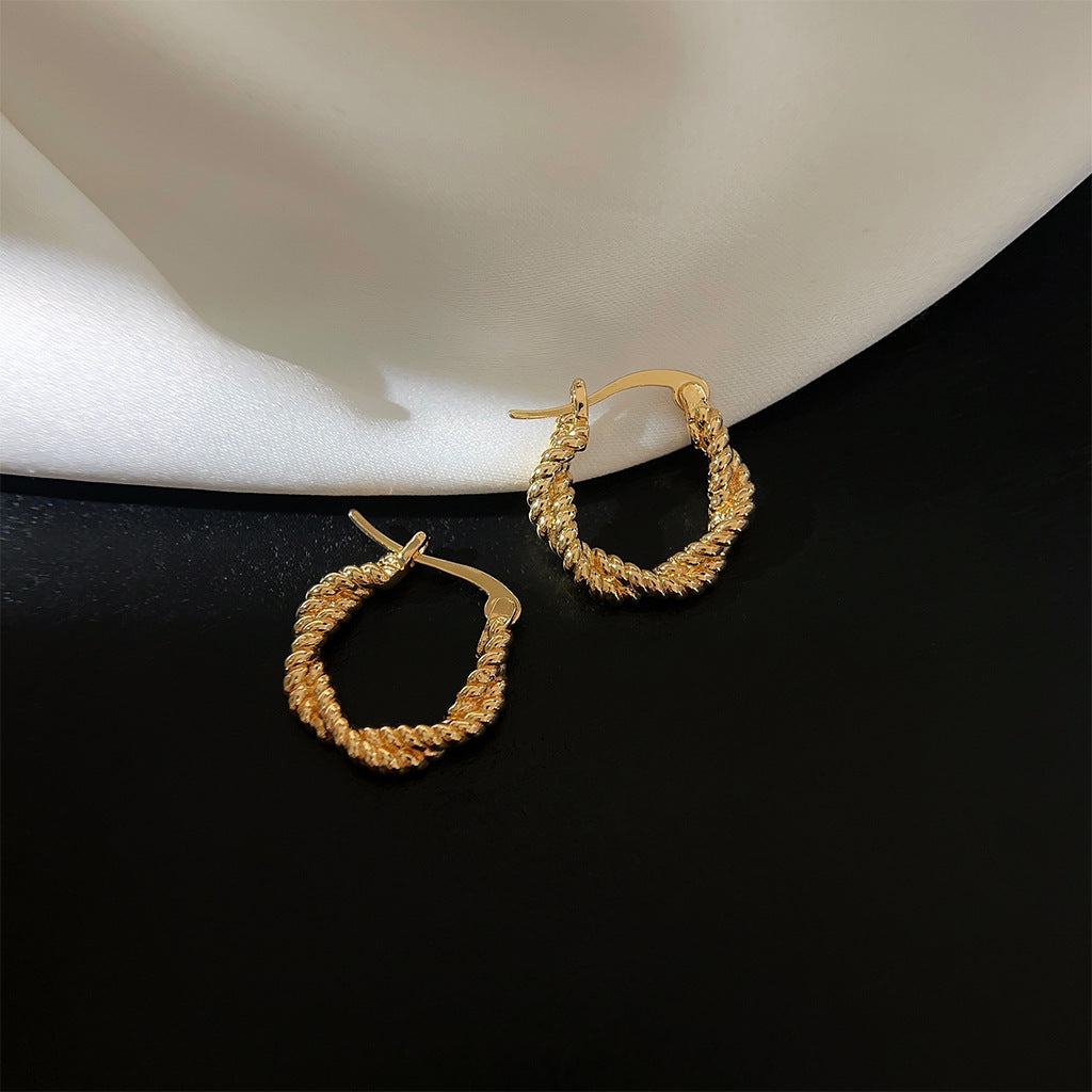 A廠 日韓極簡風麻花扭圈銅鍍14k銀針耳環 批發 折扣@洽客服 25.12.W3「3629-3630」