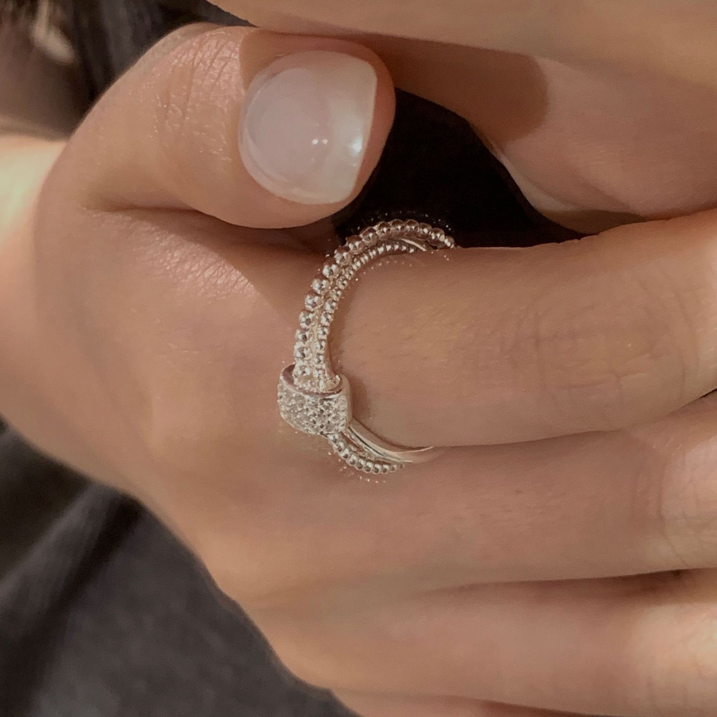 C2廠 韓國韓版鑲鑽交叉圓珠S925純銀戒指 批發 折扣@洽客服 25.11.W1「SR1443」