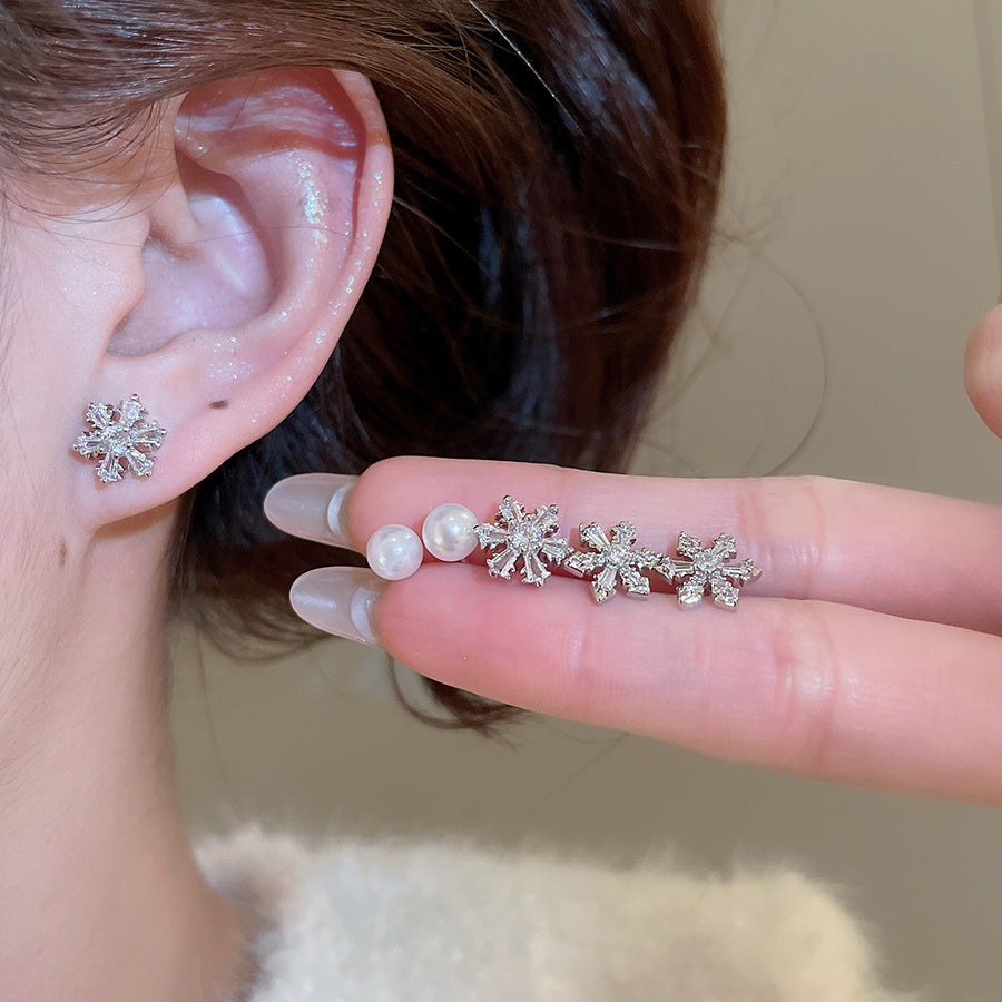 A2廠 銅｜【限量超值套組】鋯石雪花珍珠銀針耳環 批發 折扣@洽客服 26.01.W3「HE29684」